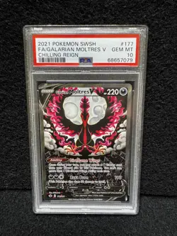 2021 Pokemon SWSH Chilling Reign Galarian Moltres V Alt Art #177 PSA 10 GEM MINT - Image 1