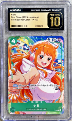 One Piece TCG Japanese Nami CGC 10 Pristine, Promo P-102 2025 - Image 1