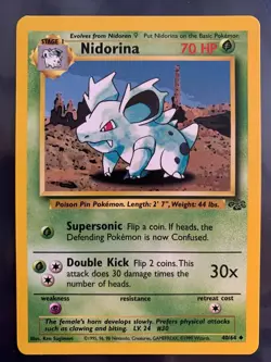 RARE VINTAGE 1999 POKEMON CARD - NIDORINA - Jungle Set - 40/64 Unlimited NM - Image 1