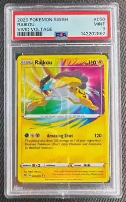 Pokemon Card PSA 9 Raikou Vivid Voltage 050/185 Amazing Rare Holo 2020 - Image 1