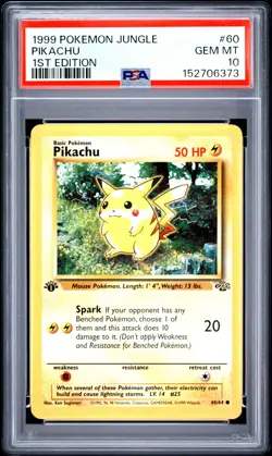 1999 POKEMON JUNGLE 1ST EDITION #60 PIKACHU PSA 10 - Image 1