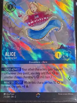 DISNEY Lorcana RISE OF THE FLOODBORN - Enchanted Alternate Art ALICE 213/204 - Image 1