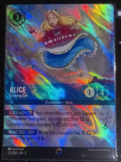 DISNEY Lorcana RISE OF THE FLOODBORN - Enchanted Alternate Art ALICE 213/204 - Image 2