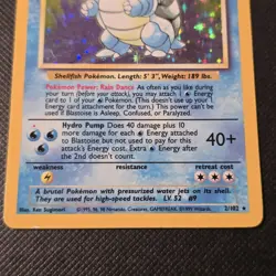 Pokemon Card - Blastoise #2/102 - Rare Holo WOTC Base Set Vintage 1999 - MP-HP - Image 2