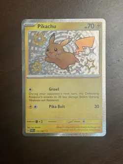 Pokemon Pikachu 131/091 SV: Paldean Fates Shiny Rare Holo Card 70 HP - Image 1