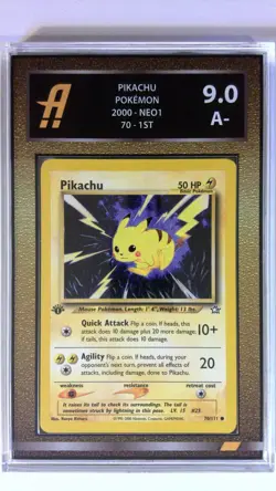 Pokemon Card Pikachu First Edition Neo Genesis Graded Ambr 9 Gold Fade - Image 1