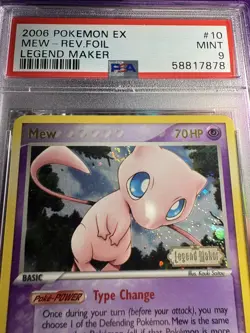 2006 Pokemon Mew EX Legend Maker Reverse Holo Rare #10 PSA 9 Mint Swirl - Image 3