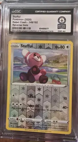 GUINNESS WORLD RECORD 1 OF 1 Stufful Pokemon 2020 Rebel Clash #149 Reverse Holo - Image 1