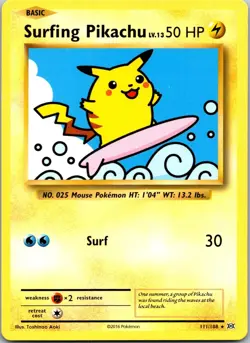 Surfing Pikachu 111/108 Evolutions Pokemon TCG SEC LP - Image 1