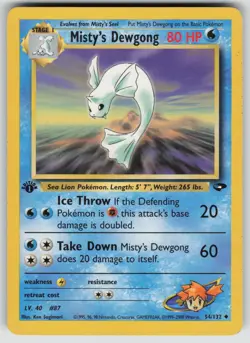 Misty's Dewgong 54/132 Uncommon Gym Challenge Pokemon 1st Edition MP - Image 1