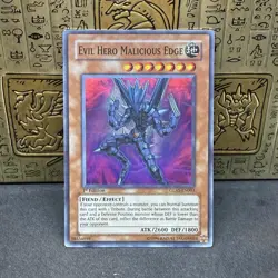 Yugioh Evil Hero Malicious Edge GLAS-EN003 1st Edition Super Rare NM - Image 1