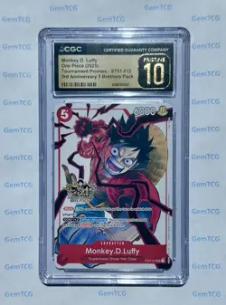 ONE PIECE 2025 TOURNAMENT PROMOS ST01-012 LUFFY 3rd ANNIVERSARY CGC PRISTINE 10 - Image 3
