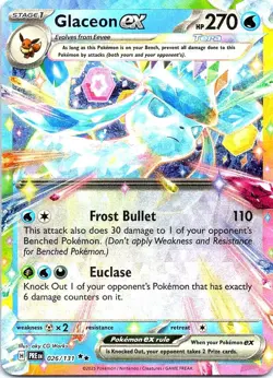 Glaceon ex 026/131 Holo Double Rare Prismatic Evolutions Pokemon Holo Near Mint - Image 1