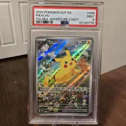 2024 POKEMON SVP EN-SV BSP #088 PIKACHU PALDEA ADVENTURE CHEST BLACK MINT PSA 9 - Image 1
