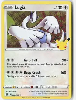 Lugia 022/025 Rare Celebrations Pokemon Holo Lightly Played - Image 1