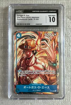 CGC GEM MINT 10 One Piece 2025 Japanese Portgas D.Ace P-103 - Image 1