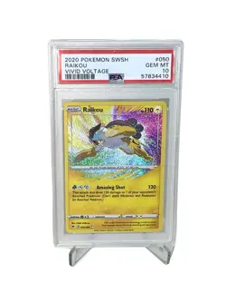 2020 Pokemon Vivid Voltage – Raikou Amazing Rare #050/185 – PSA 10 GEM MINT - Image 1