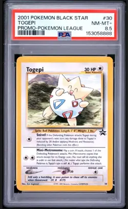 2001 POKEMON PROMO BLACK STAR POKEMON LEAGUE #30 TOGEPI PSA 8.5 - Image 1