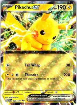 Pikachu ex 028/131 Double Rare Prismatic Evolutions Pokemon Holo Near Mint - Image 1