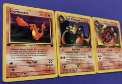 1st Edition Team Rocket Dark Charizard Non-Holo Evolution Set (3 Cards) LP/MP - Image 2