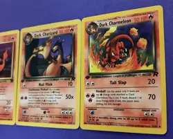 1st Edition Team Rocket Dark Charizard Non-Holo Evolution Set (3 Cards) LP/MP - Image 3