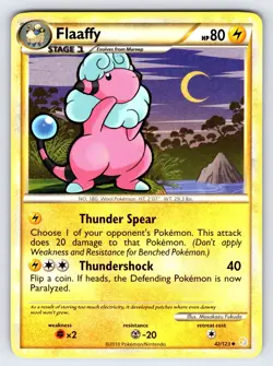 Flaaffy 42/123 2010 HeartGold & SoulSilver Base Pokemon Card TCG Uncommon - VLP - Image 1