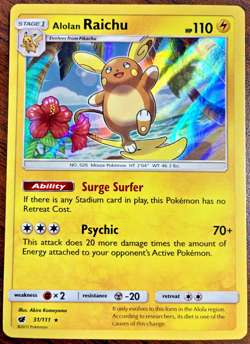 Pokemon TCG - Alolan Raichu 31/111 Holo Rare Crimson Invasion 2017 - Near Mint - Image 1