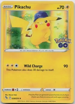 Pikachu 028/078 Holo Rare Pokemon GO Pokemon Holo Near Mint - Image 1