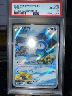 Pokemon Piplup 098/094 Me02: Phantasmal Flames Holo PSA 10 - Image 1