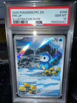 Pokemon Piplup 098/094 Me02: Phantasmal Flames Holo PSA 10 - Image 2