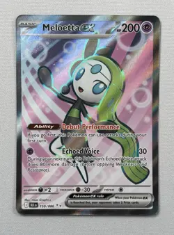 Pokemon TCG Meloetta ex 159/086 Illustration Rare Sv: Black Bolt Holo En - Image 1
