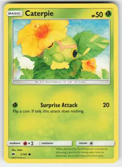 Caterpie 1/147 Common Burning Shadows Pokemon Near Mint - Image 1