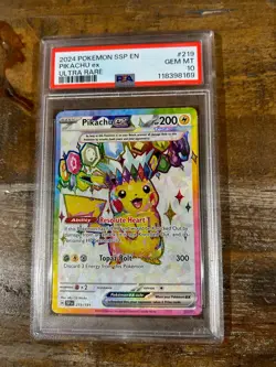 POKEMON 2024 Surging Sparks Ultra Rare FA PIKACHU EX #219 PSA 10 Gem Mint - Image 1