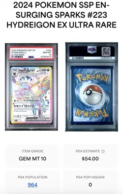 Pokemon Surging Sparks Hydreigon ex 223/191 Ultra Rare Tera Holo PSA 10 GEM MT - Image 4