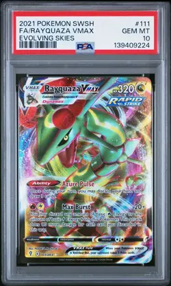 Rayquaza Vmax 111 PSA 10 💎 Beautiful card! Evolving Skies. Black Label RegradeU - Image 1