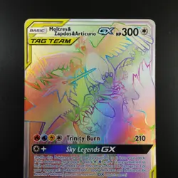 Moltres & Zapdos & Articuno 69/68 Pokemon Hidden Fates Holo Full Art Card - Image 2