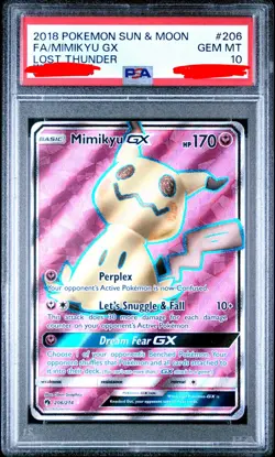 LOW POP - POKEMON SUN & MOON LOST THUNDER #206 FULL ART/MIMIKYU GX PSA 10 - Image 1