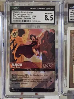 ALADDIN – HEROIC OUTLAW – Lorcana Enchanted Card (CGC 8.5) - Image 1