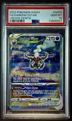 PSA 10 Darkrai VSTAR GG50/GG70 Crown Zenith Galarian Gallery Pokemon Card TCG - Image 2