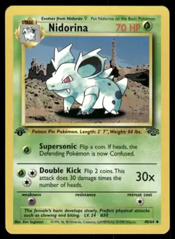 1999 Pokemon Nidorina Uncommon Jungle 40/64 1st Edition LP - Image 1