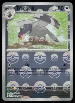 Tranquill (Poke Ball Pattern) 072/086 Holo Common Black Bolt Pokemon Near Mint - Image 1