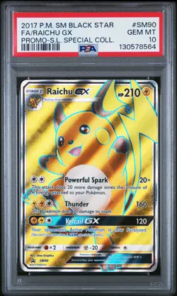 2017 POKEMON SM BLACK STAR PROMO #SM90 FULL ART/RAICHU GX PSA 10 - Image 1