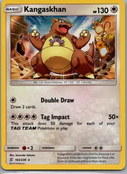 Kangaskhan 163/236 Holo Rare Unified Minds Pokemon Reverse Holo Lightly Played - Image 1