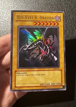 YuGiOh Red-Eyes Black Dragon SDJ-001 Vintage Ultra Rare MP - Image 3