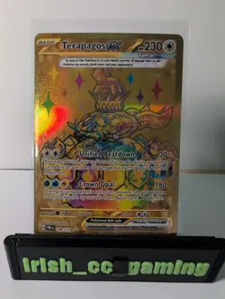 Pokemon Terapagos EX Prismatic Evolutions 180/131 Hyper Rare Gold Pack Fresh NM - Image 1