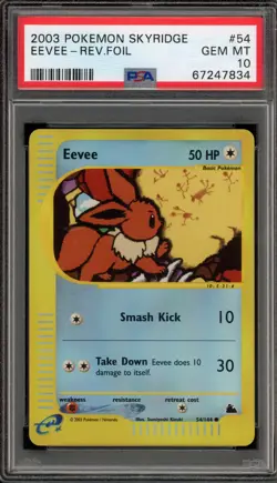 Pokemon Eevee Skyridge Reverse Holo #54 PSA 10 Gem Mint - Image 1