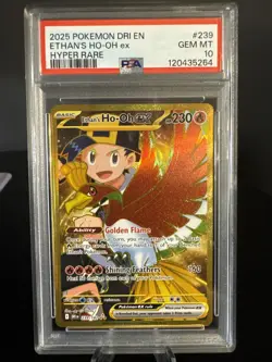 2025 POKEMON DRI EN-DESTINED RIVALS HYPER RARE #239 ETHAN'S HO-OH EX PSA 10 - Image 1