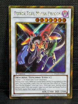 Power Tool Mecha Dragon PGLD-EN005 Gold Secret Rare 1st Ed LP - Image 1