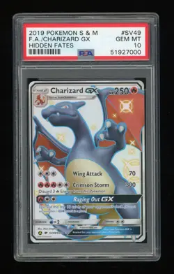 2019 Pokemon Sun & Moon Hidden Fates #SV49 FA Charizard Gx PSA 10 GEM MINT - Image 1
