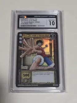 2005 ONE PIECE CCG THE QUEST BEGINS - GR #CH001 LUFFY WITH A STRAW HAT CGC 10 - Image 1